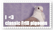 i heart classic frill pigeons stamp